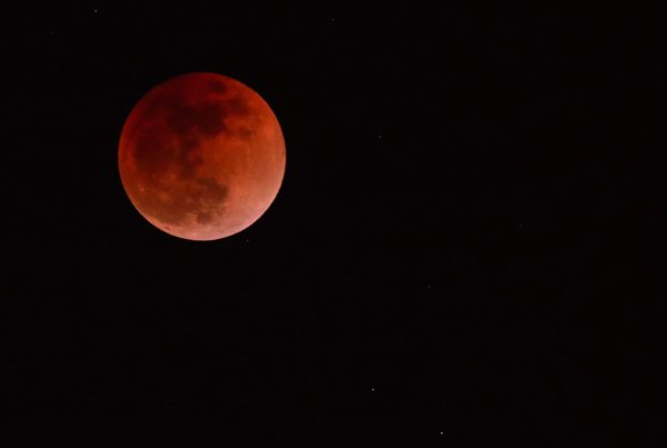 Full moon in sky; blood moon